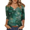 Women's Tops Three-quarter Sleeve Shirt V-neck Loose Casual Shirt Print T-shirt
