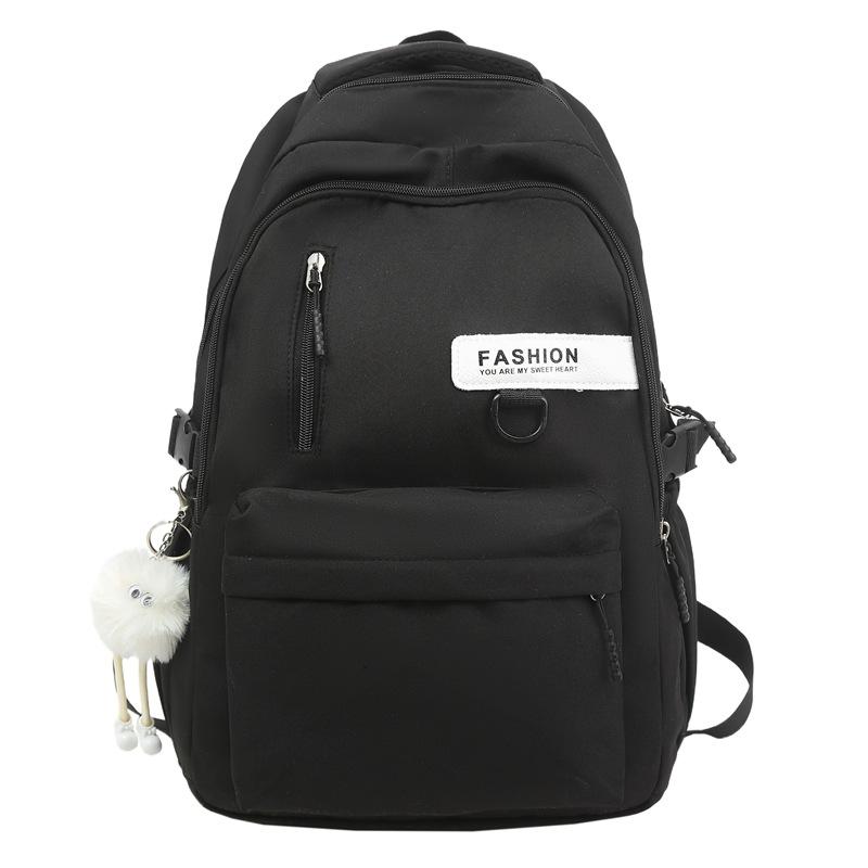 

Simple schoolbag, male and female college students, high school students, large-capacity backpack, college style, new Korean version, couple backpack. single bag [without pendant] чорний