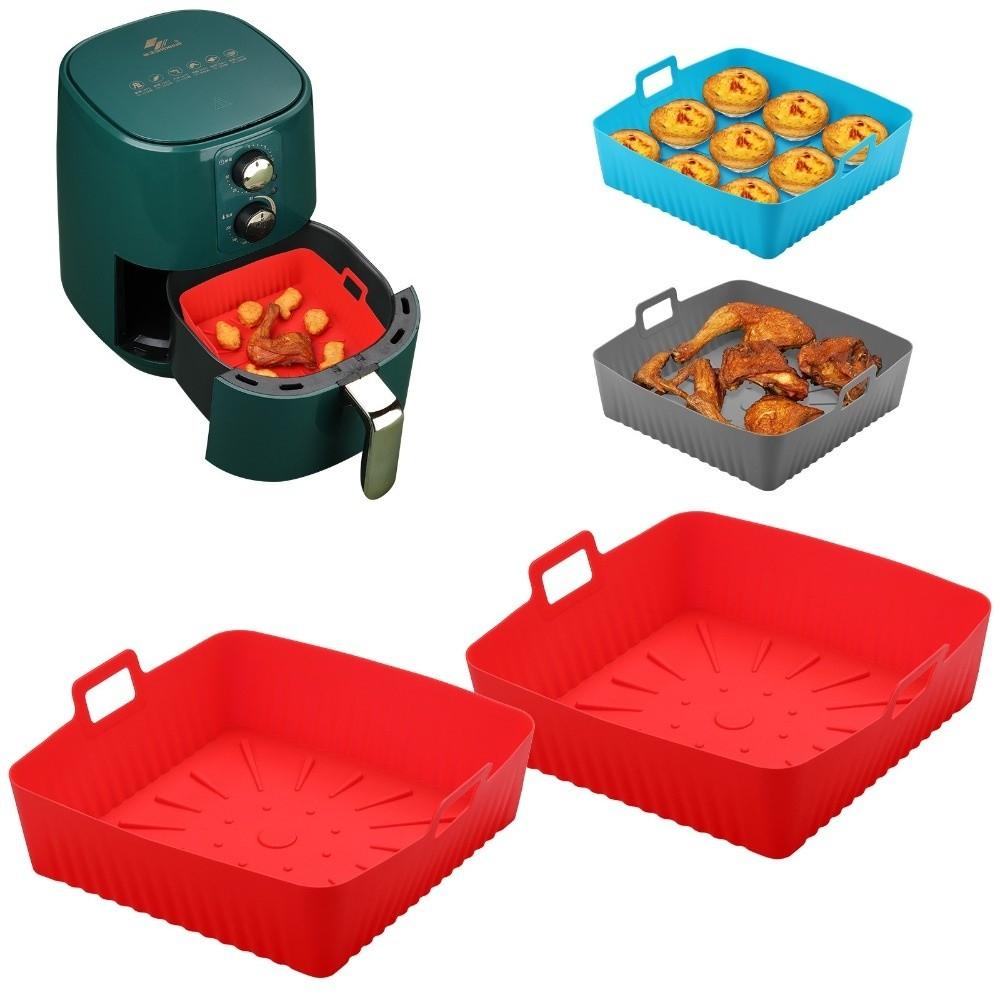 Silicone Air Fryer Liners Reusable 9" Large Size Air Fryer Lining Pad Heat-Resistant with Handle for Cosori/Ninja 6-8QT