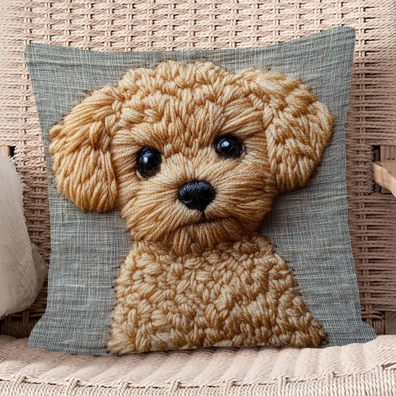 Jessica Chen Unisex 1Pc Vintage Style Dog Cushion Covers Chair Living Room Pillowcase Cozy Zipper Sofa Pillow Covers Bedroom Indoor H Ome Decor