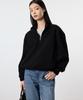 Tienjiti W Oversized Fleece Quarter Zip-Up Sweatshirt (Black) Tnts6E103Bk