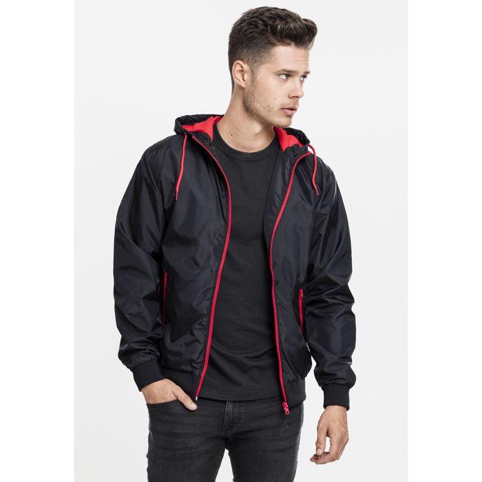 Coupe-vent - URBAN CLASSICS - CONTRAST WINDRUNNER - Noir/Rouge - Mixte - Multisport