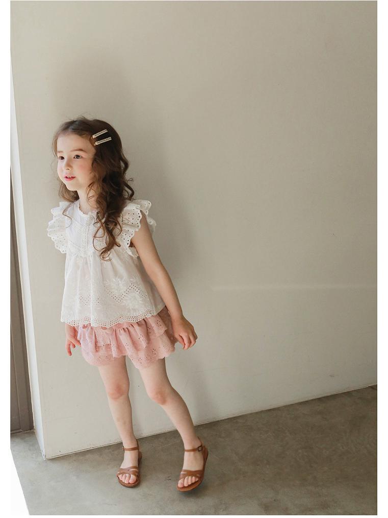 Girls' Lace Skirt Shorts - Lightweight Summer Cotton for Ages 3-10