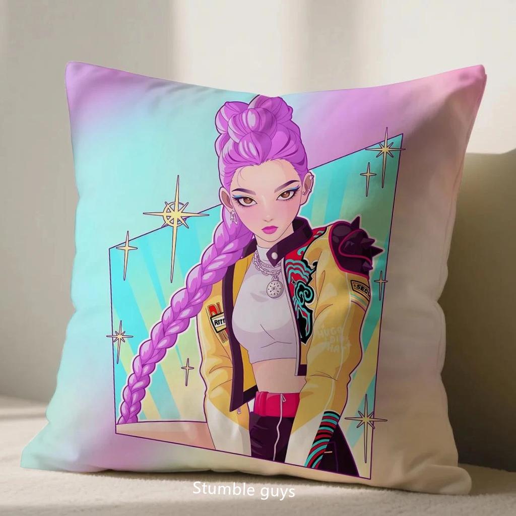 Demon Hunters Kpop Sofa Cushion Cover Anime 45X45cm Pillowcase Living Room