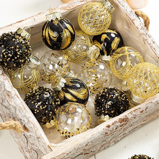 25 Pcs 2.36 Inch Christmas Ball Ornaments Glitter Sequin Plastic Ball Christmas Tree Hanging Decorations for Indoor Outdoor Holiday Decor