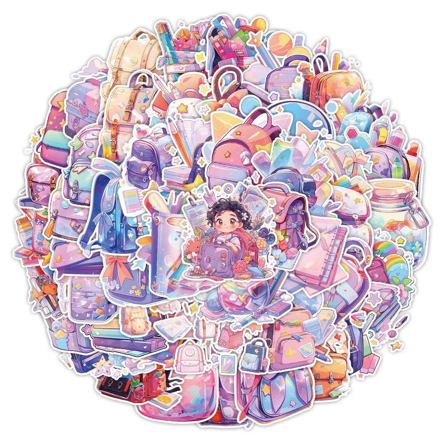 50 Iridescent Cartoon Doodle Stickers: Waterproof Decorative Stickers for Skateboards, Luggage, and Phones
