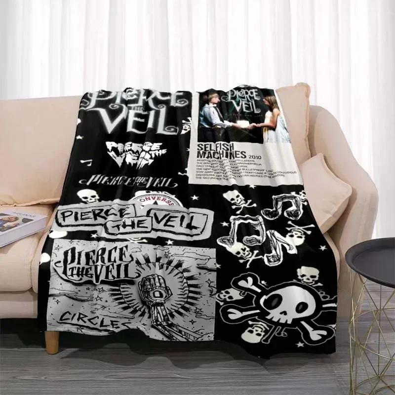 Pierce The Veil Band Printed Flannel Blanket Soft Kid Warm Plush Throw Blanket for Bed Bedroom Sofa Bed Picnic Blanket Fan Gift