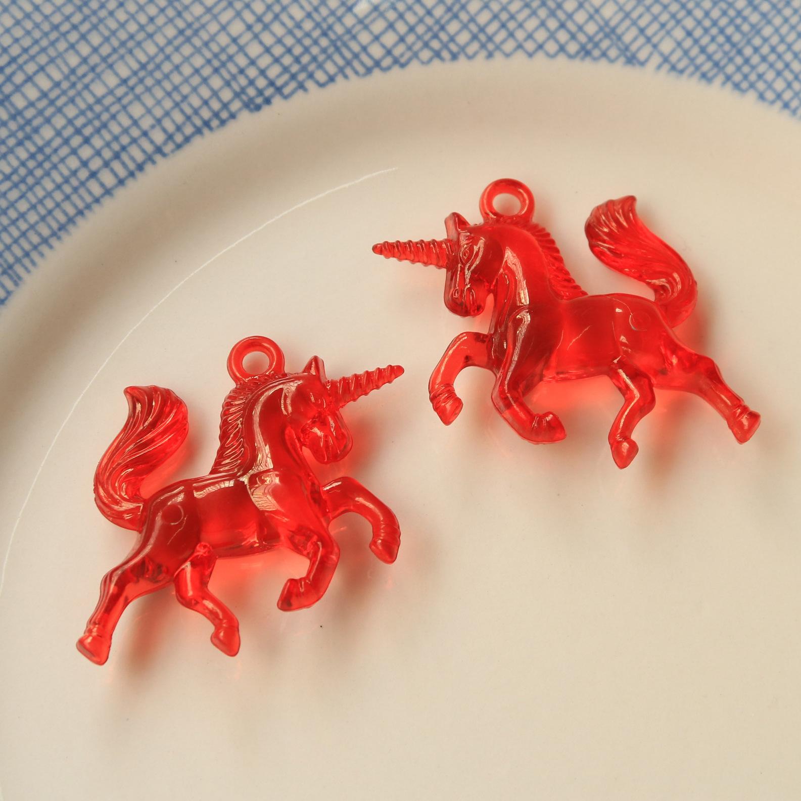 

10 шт. мультяшные прозрачные цветные трехмерные единороги DIY акриловые серьги аксессуары для волос чехол для мобильного телефона материал