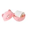 Cute Tissue Box Cover Decorative Animal Plastic Round Facial Tissue Holder for Bathroom Tabletop