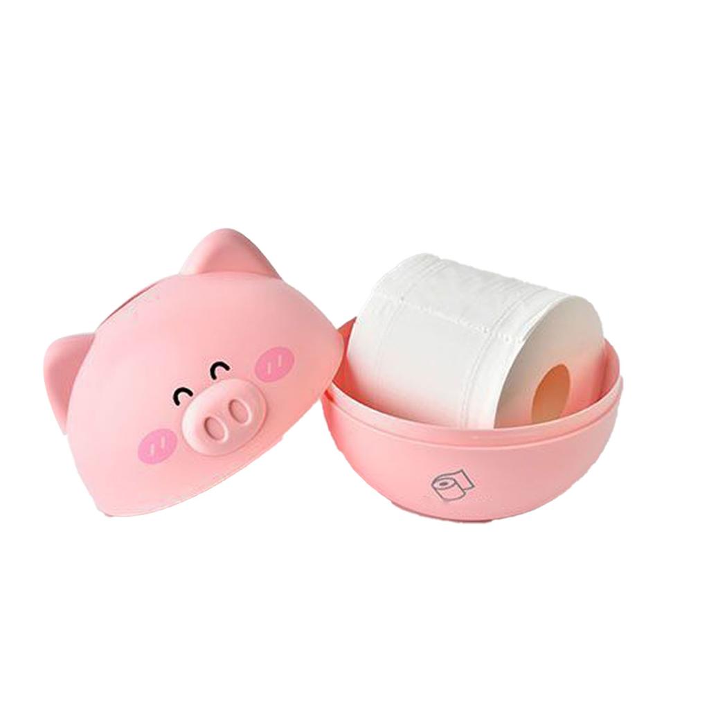 Cute Tissue Box Cover Decorative Animal Plastic Round Facial Tissue Holder for Bathroom Tabletop