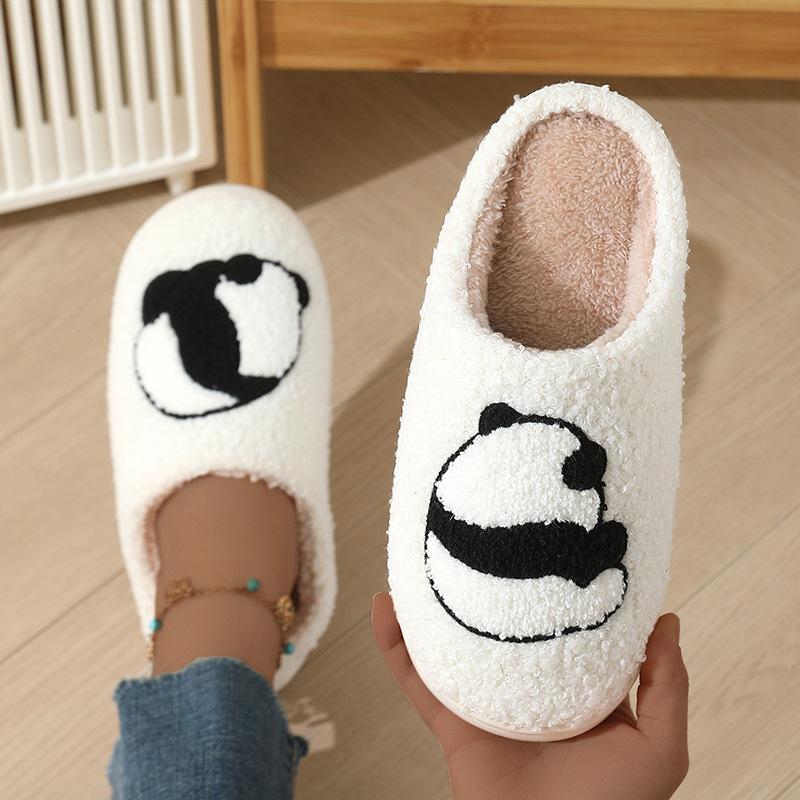 Panda home cotton slippers autumn and winter EA non-slip sole warm couple plush female couple baotou