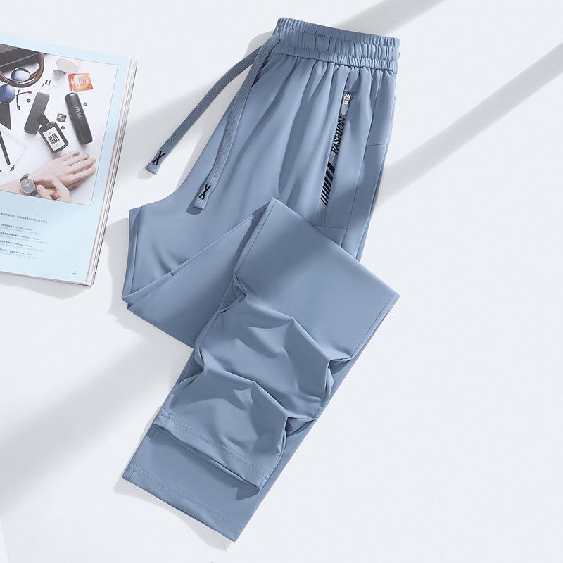 Men's Thin Ice Silk Summer Sun Protection Joggers - Breathable, Quick-Drying Outdoor Sports Pants for Running