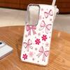 Cute Cartoon Bowknots Print Case For Samsung S26 S25 Ultra S24 FE S23 Plus S22 S21 A15 A16 A17 A35 A36 A37 A54 A55 A56 A57 5G Plating Lens Soft Cover