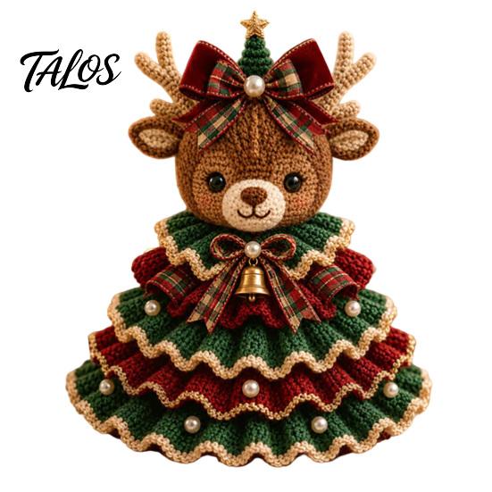 Handmade Birthday Gift Ideas Animal Xmas Tree Crochet Kit, Christmas DIY Cute Desktop Holiday Decorations Highland Cow Forest Craft Kit for Beginners,