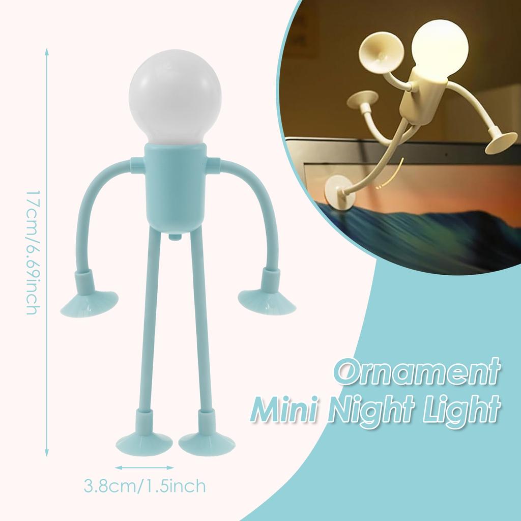 Cute Creative Sportsman Night Light Mini Portable Bulb Suction Cup Lights Bendable Desk Lamp Model Tabletop Home Decorations