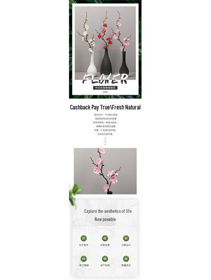 Pflaumenblütenzweig-Dekoration - Künstliche Blumendeko für Wohnzimmer & Esstisch