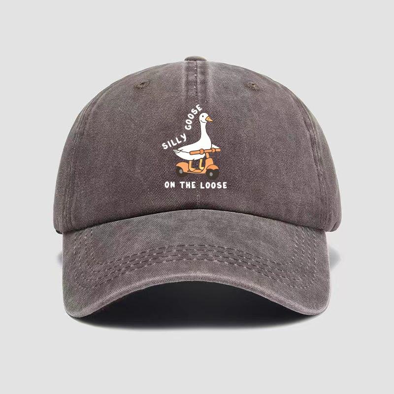 pc Skateboarding Duck Print Washed Baseball Cap for UnisexMinimalist Retro Style Casual Soft Adjustable Dad HatPerfect As Gifts