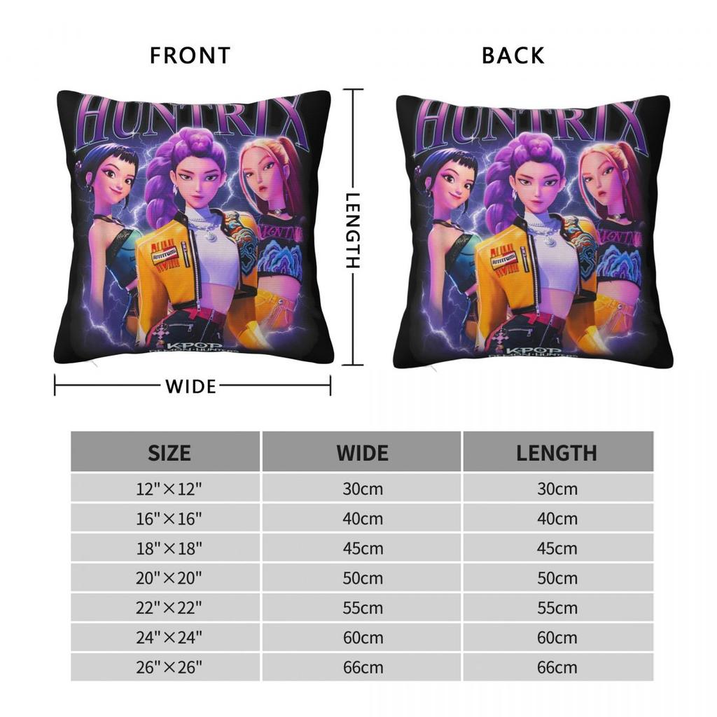 HUNTRX HUNTRIX Kpop Caçadores de Demônios Fronha Capa de Almofada Estampada Decorativa Capa de Almofada para Sofá com Zíper Sala de Estar