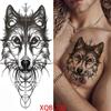1 PC 210*114MM  Mermaid Temporary Tattoo For Women Men Realistic Fox Lion Flower Tattoos Sticker Back Arm Disposable Death Skull Fake Tatoo