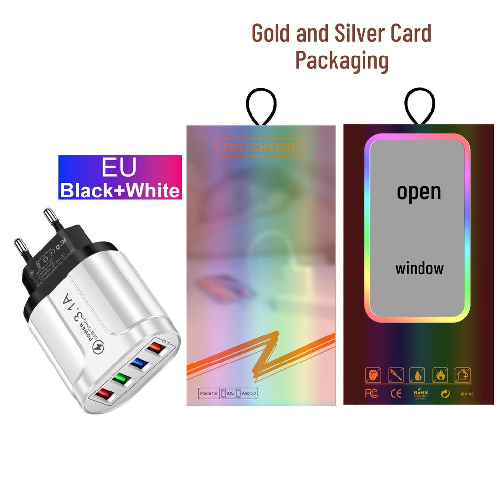 Multi-Port 5V/2.4A Butterfly Travel Charger with 4 USB Ports for EU, US, and UK