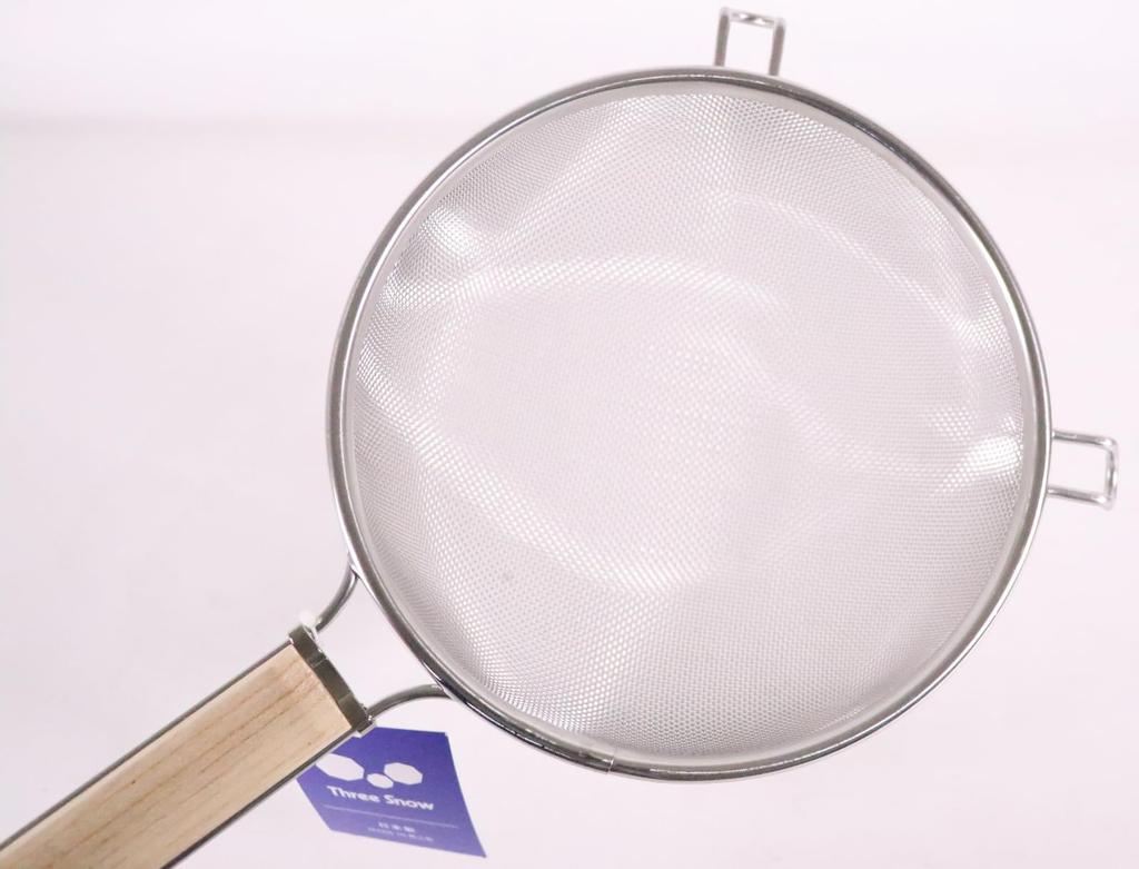 Three Snow Wooden Handle Tough Strainer 20cm Stainless Steel with Handle Colander Drainer Tsubame Sanjo Made in Japan Three Snow Shinetsu Works 10184