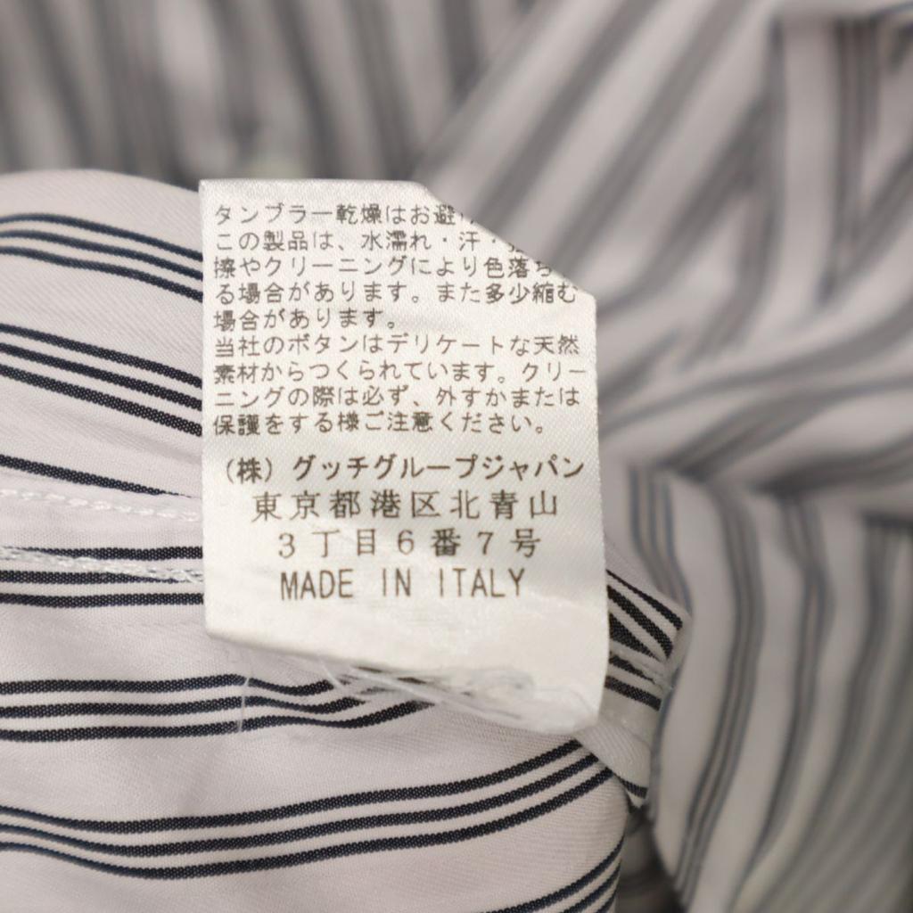 Gucci Made In Italy Striped Pattern Long Sleeve Cotton Shirt 38 Men's Used