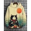 Cartoon Cat And Dinosaur 3d Print Graphic Hoodies Men Women Fashion Oversized Hoodie Sweatshirt Coat Women Sweats Animal Clothes