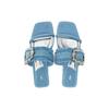 ZARA Denim Embellished Flat Slide Sandals Blue Womens 2648210043