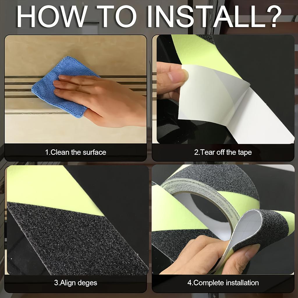 Rutschfeste Klebebänder Leuchtstreifen Leuchtend Grün Wasserdicht Sicherheit Außenboden Hochreibungsstreifen für Treppenstufe