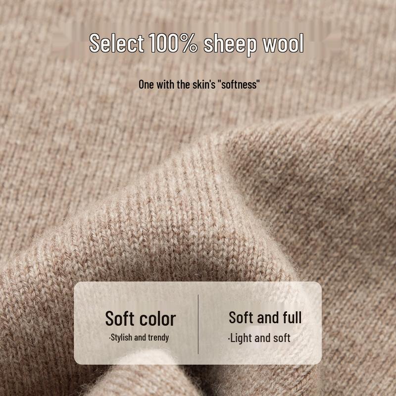 TUHUANG Women's Pure Wool Seamless Half-High Neck Sweater