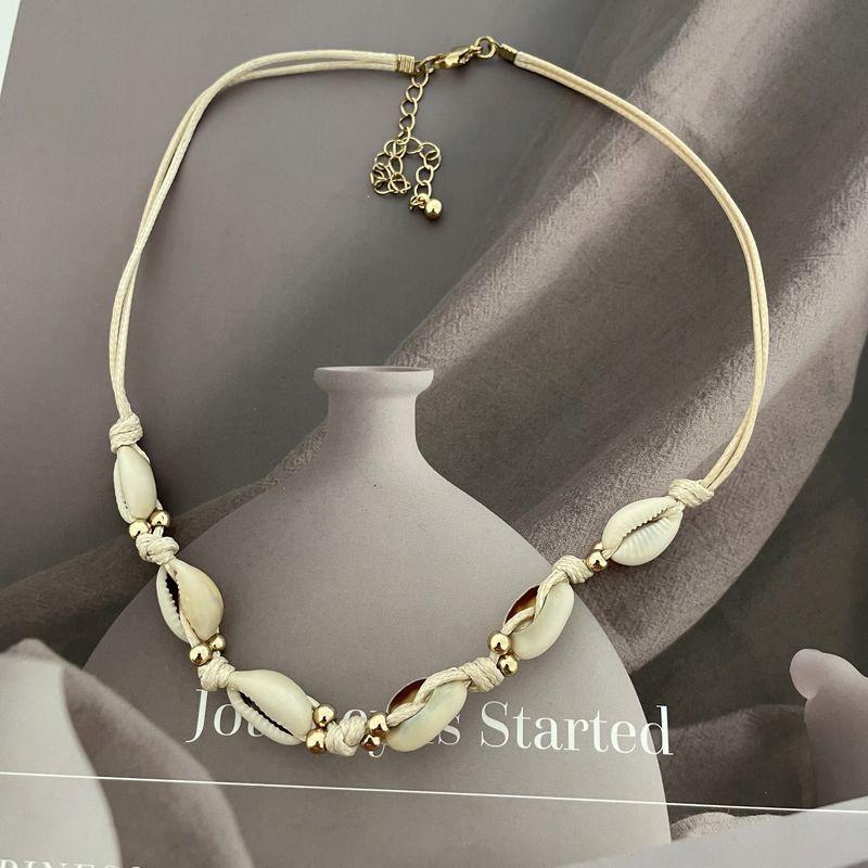 

S48 Qingdao Fashion Jewelry Fashion Beautiful Minimalist Scallop Hand-Woven Niche Style Everyday Joker Elegant Necklace for Women Default
