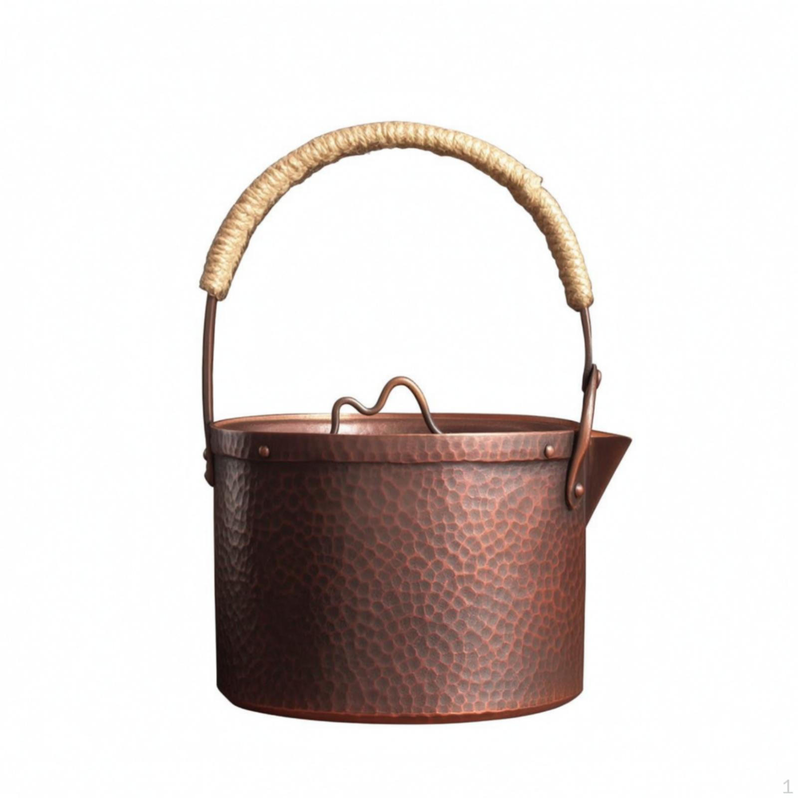 Handmade Copper Tea Kettle Hammered Artisanal Teapot with Lid for Collectors,