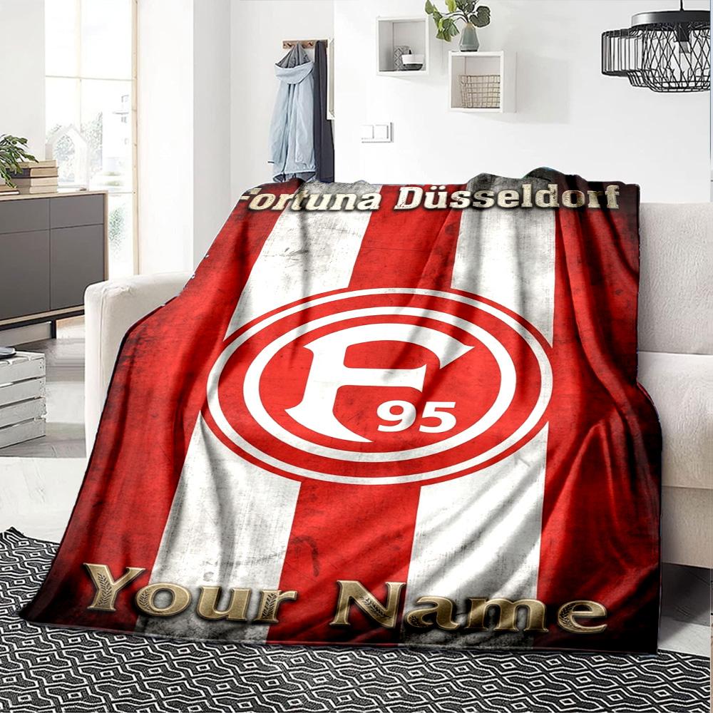 Name Custom Fortuna Düsseldorf Print Flannel Blanket High Quality Warm Comfortable Cover for All Seasons Perfect for Gifts Home Decor