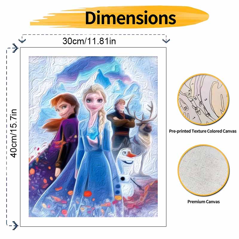 Disney Frozen Paint By Number Kit Elsa Anna Drawing Canvas DIY Wall Art Picture Home Decor Crafts For Adults Gift Set Acrylic Paint