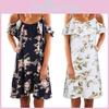 Damen Blumen Off-Shoulder Trägerkleid Für Mühelosen Lässigen Strandstil