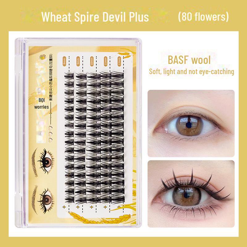 BQI Natural Thick Wheat Ear Spire False Eyelashes - Clustered for Novices