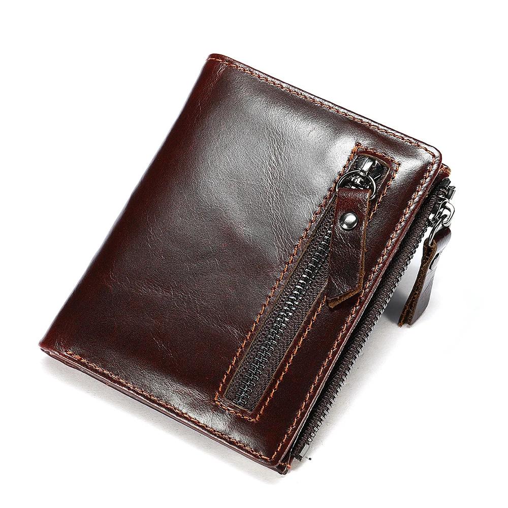Men's Genuine Leather Wallets Multifunction Card Holder Vintage Short Wallet Business Clutch Bags