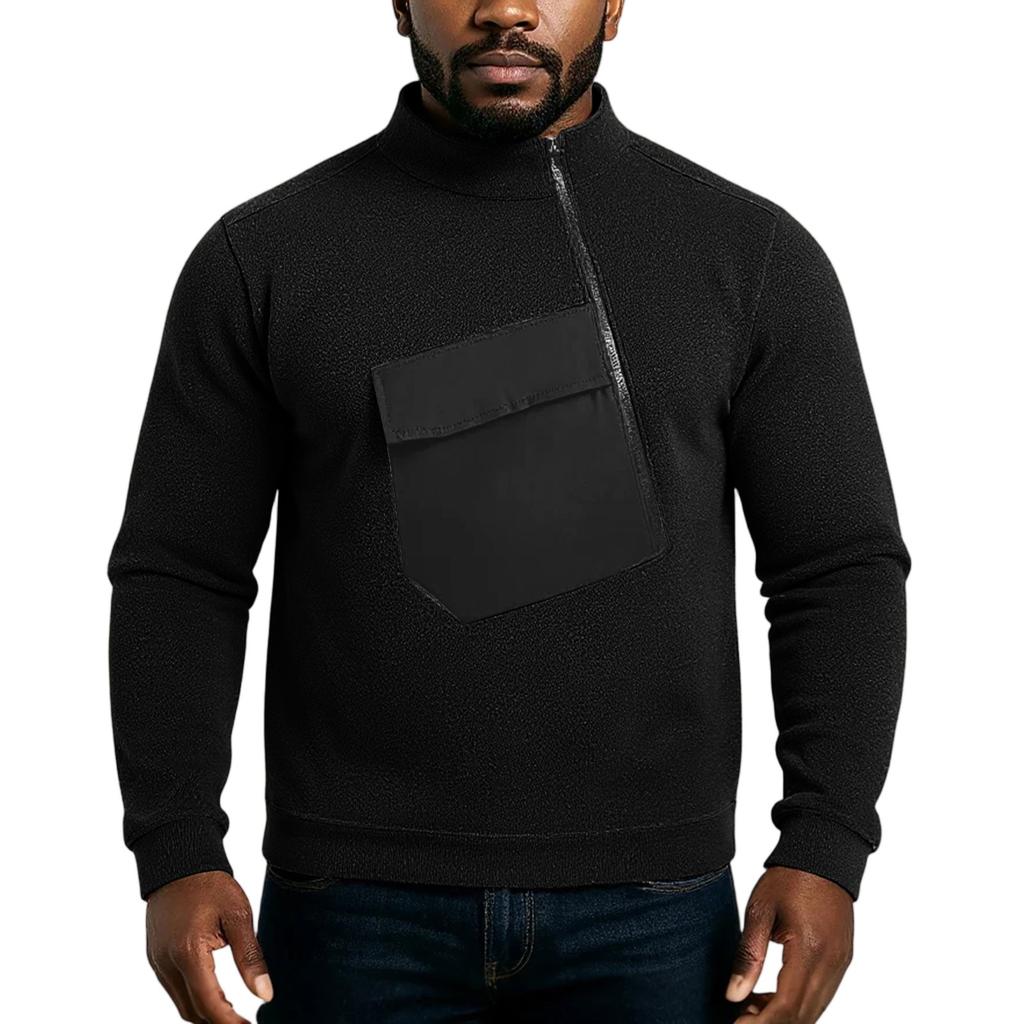 Stand Up Collar Half Zipper Long Sleeved Trendy Versatile Men's Top