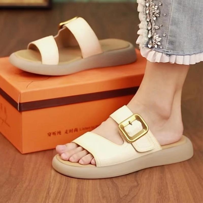 Soft-soled One-word Slippers Women's Summer Outer Wear Thick-soled Non-slip Beach Shoes New Women's Sandals