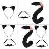Animal Cats Role Play Costume Animal Ear Headband Tail Choker Necklace for Kid Boy Girl Cosplay Halloween Masquerade