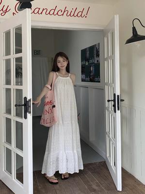 French First Love White Suspender Dress Women's Summer New Seaside Vacation Sleeveless Fairy Beach Skirt