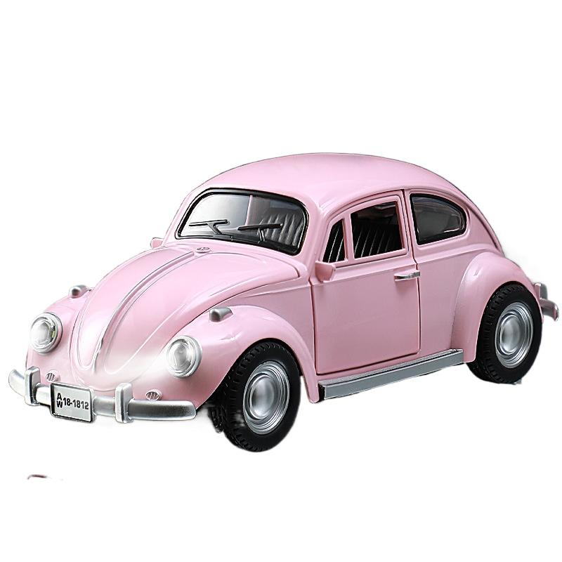 

1/18 Beetle Alloy Car Model Diecasts Metal Classic Vehicles Car Model High Simulation Sound Light Collection Childrens Toys Gift розовый