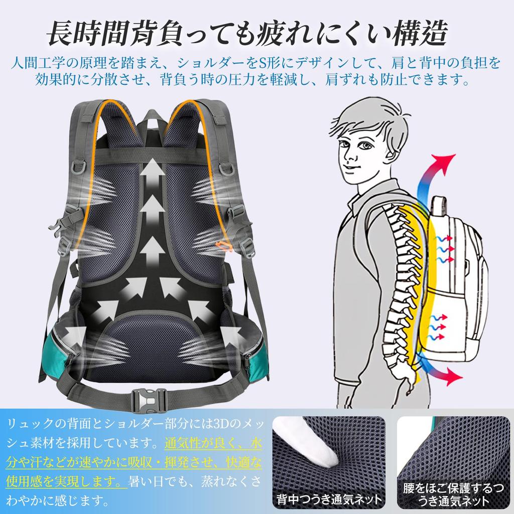 [Kayiyasu] 50L Large Capacity Hiking Backpack, Outdoor Rucksack, Waterproof, Multifunctional, Durable, Lightweight Backpack, Emergency Preparedness,