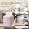 Pink Bow Stripes Tissue Box Cover, Cute Preppy Leather Tissue Box-Waterproof, Aesthetic Home Decor for Desktop Living Room Vanity Office, Gift Idea