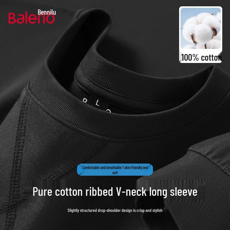 Baleno Men's Round Neck Pure Cotton Long Sleeve T-Shirt