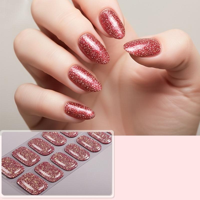 1Set Gel Nail Stickers 22pcs Color Variety Nail Art Set Full Nails Wraps for Women Easy to Apply