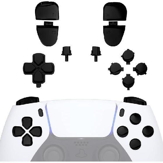 eXtremeRate Replacement D-pad R1 L1 R2 L2 Triggers Share Options Face Buttons, Chrome Gold Full Set Buttons Compatible with ps5 Controller BDM-030