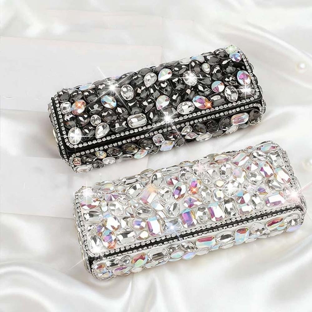 Leder Strass-Einlage Brillenetui Tragbare Brillen Aufbewahrungsbox Damen