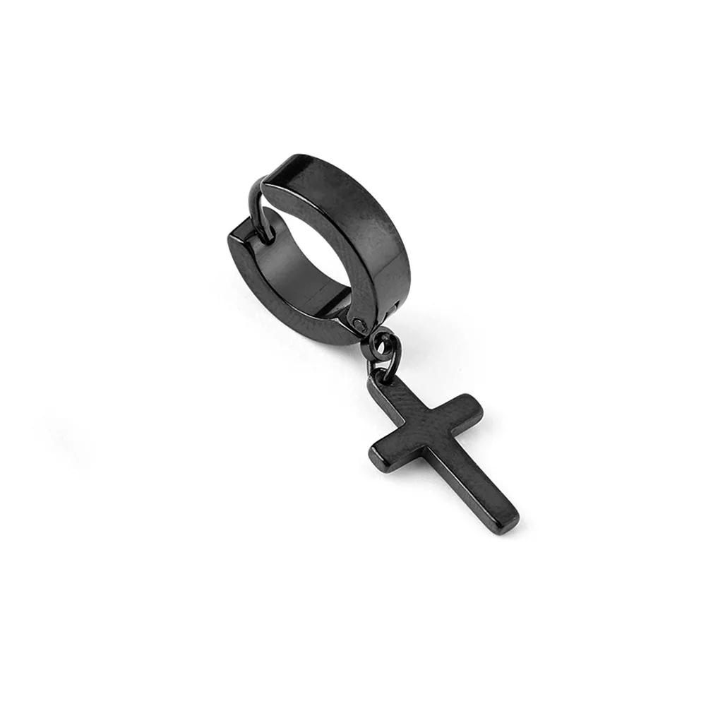 1/2 шт. Мужские панк серьги-подвески с крестом и звездами Женские готические серьги-пусеты с крестом из нержавеющей стали Пирсинг Серьги-кольца с подвеской из циркона