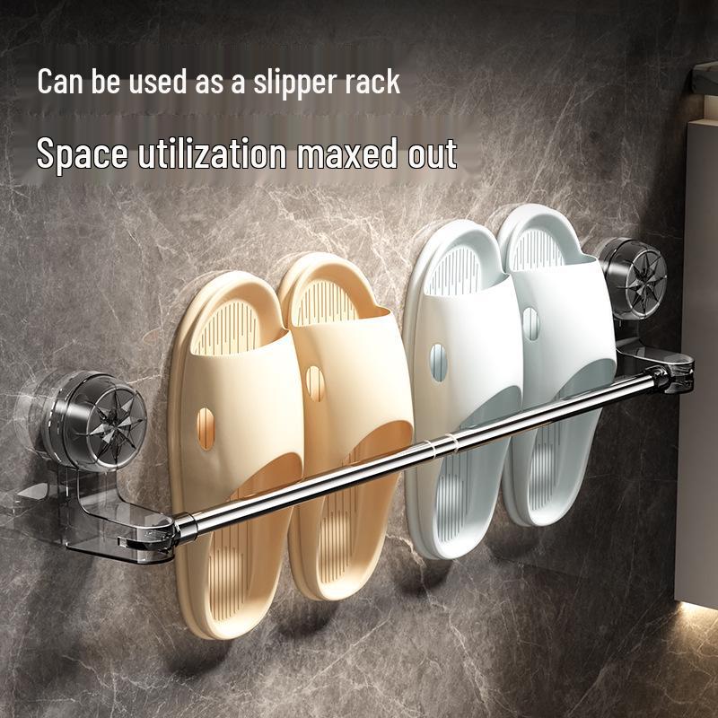 Zelfklevende telescopische handdoekstang zonder boren – Sterke wandmontage badkamer opbergstang voor handdoeken